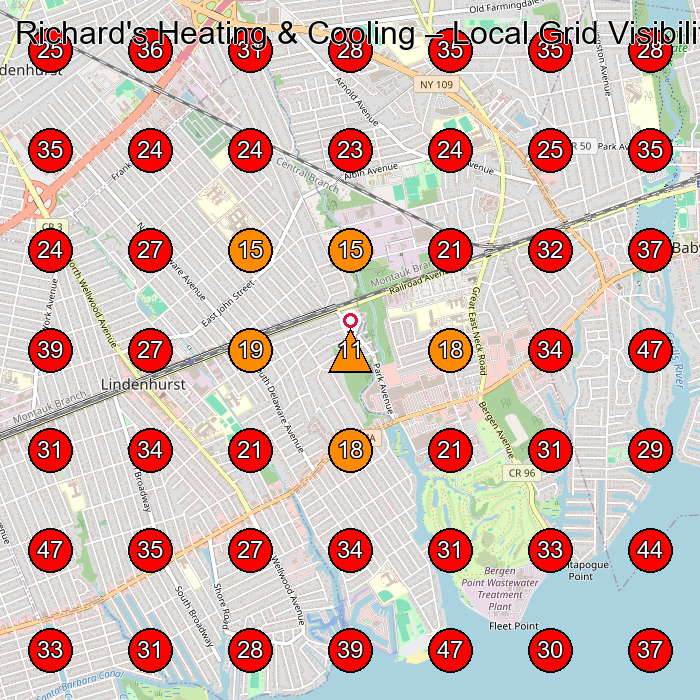 Richard's Heating & Cooling GeoGrid visibility map for Hvac Contractor in West Babylon